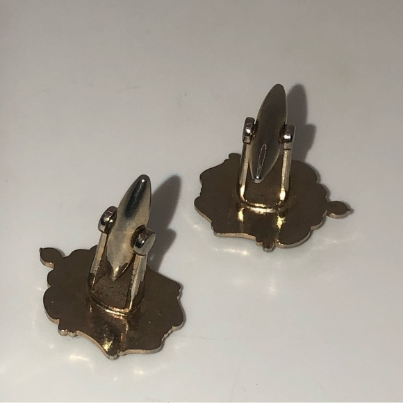 Vtg Carved Onyx Lion Intaglio Cameo Gold Tone Cufflinks Unmarked .9” x .8” - Picture 4 of 6